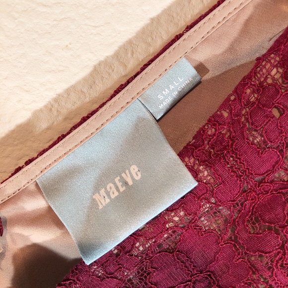 Anthropologie Maeve Maroon Red Peplum Lace - Picture 8 of 8